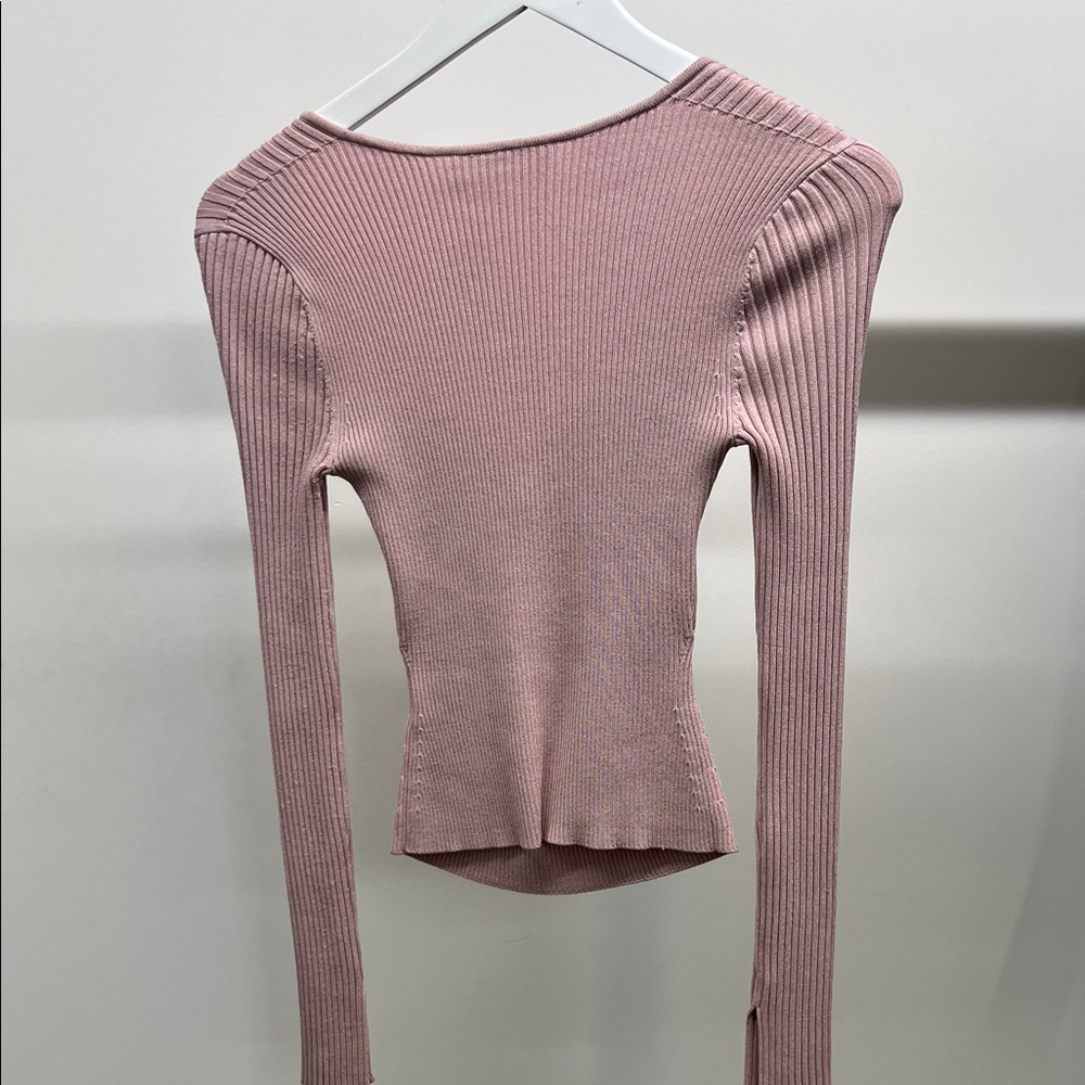 Jonathan Simkhai Pink Ribbed Cutout Sweater - Picture 6 of 11